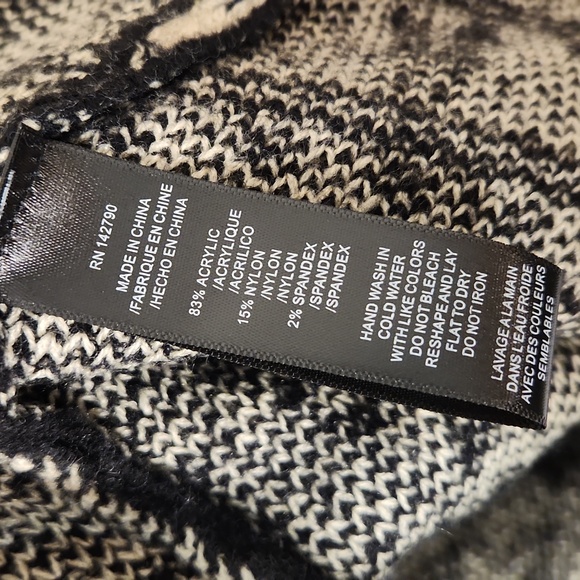 022.NWT $268 MAXSTUDIO BOHEMIAN OPEN CARDIGAN IN BLACK & IVORY - Picture 7 of 7